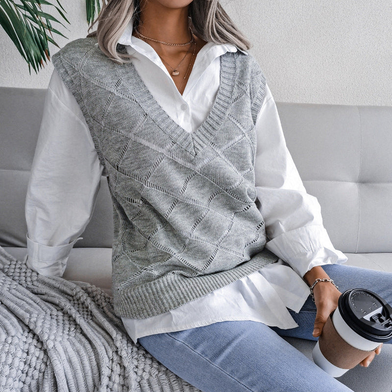 Hollow Leaf Casual Knitted Sweater
