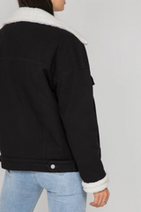 Veste en jean noir doublé avec sherpa