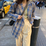 Veste de costume à carreaux de tempérament ample