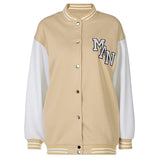 Veste beige de baseball décontractée et ample