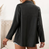 Veste en cuir à simple boutonnage et manches longues