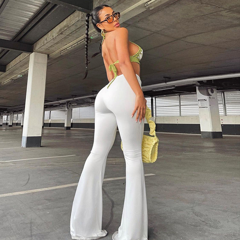 Low-waist Pleated Wide-leg Pants