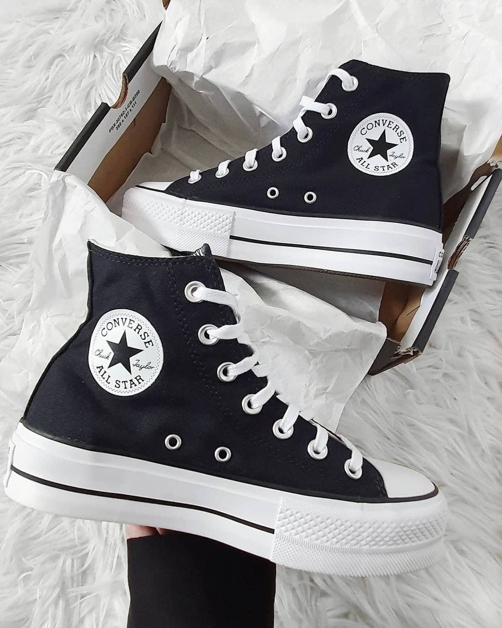 Converse haute a fashion plateforme noir