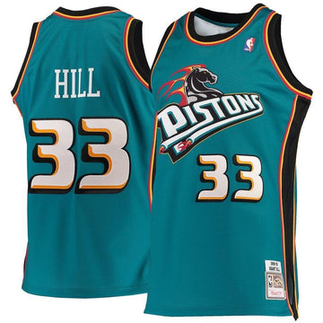 Grant Hill Detroit Pistons Road 1998/99 Hardwood Classics Jersey - Teal