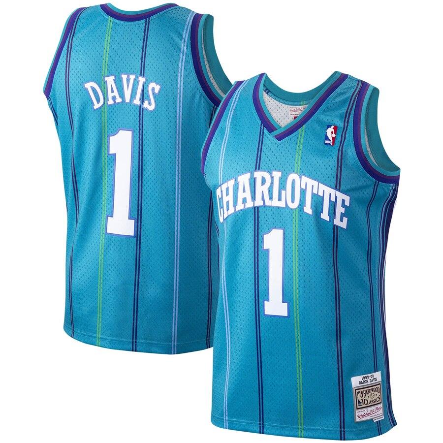 Baron Davis Charlotte Hornets Hardwood Classics 1999-00 Swingman Jersey - Teal